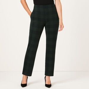 ANTHROPOLOGIE RAG & BONE Hunter Green Subtle Plaid Straight Leg Pants Size 4